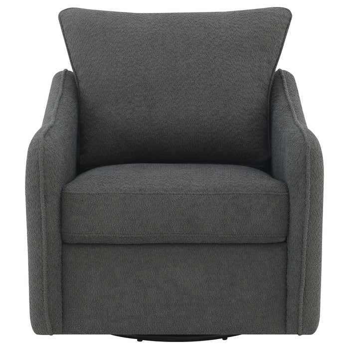 Madia Upholstered Sloped Arm Swivel Glider Chair Charcoal