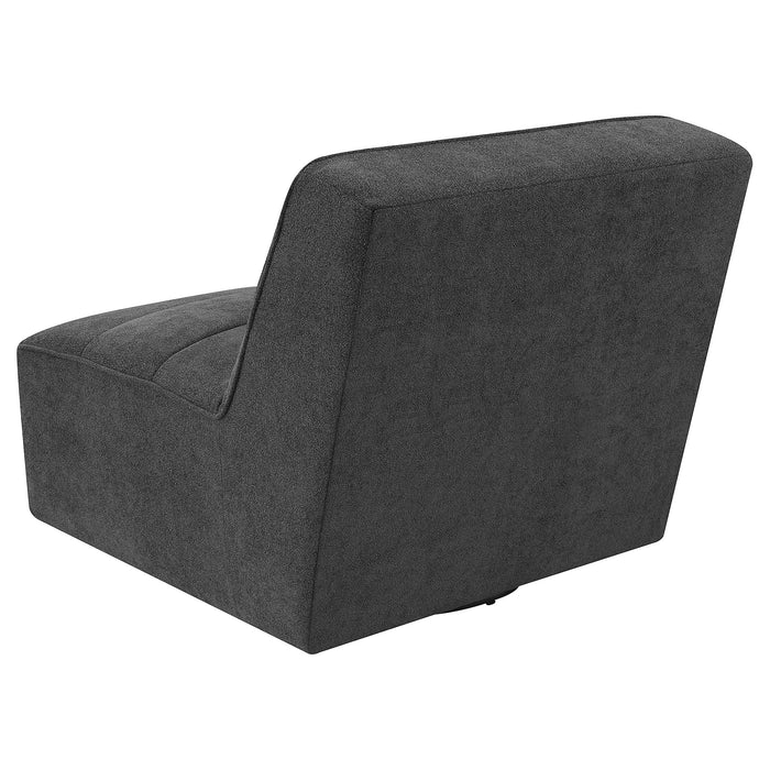 Cobie Upholstered Armless Swivel Chair Dark Charcoal