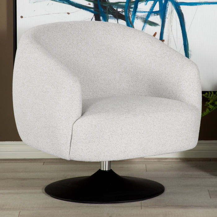 Dave Upholstered Barrel Back Swivel Club Chair Beige