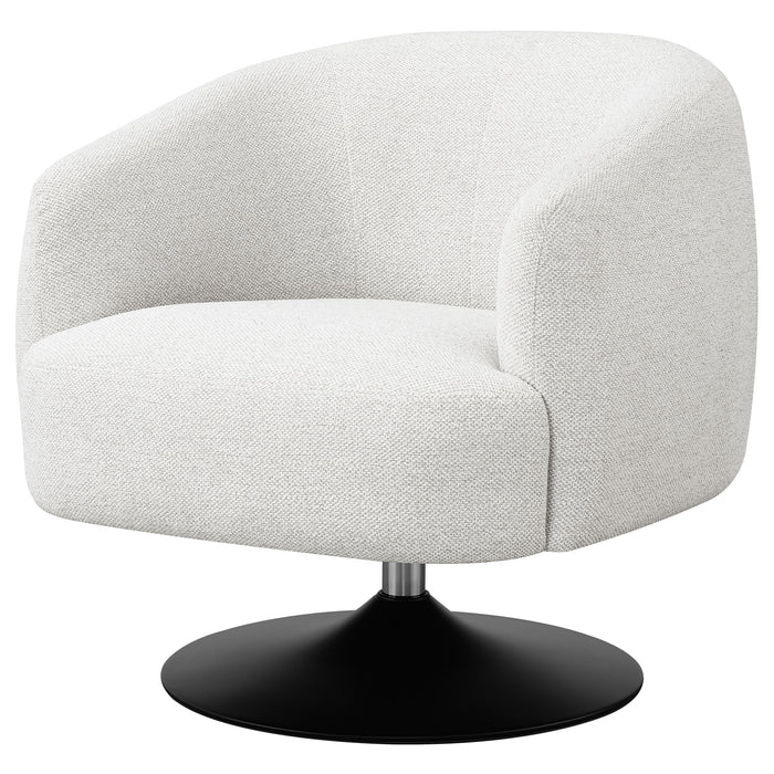 Dave Upholstered Barrel Back Swivel Club Chair Beige