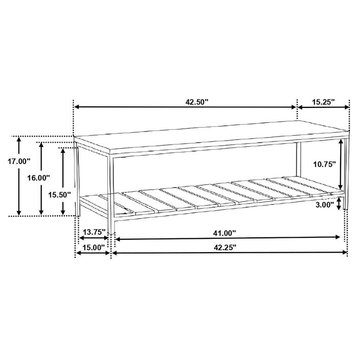 Gerbera Wood Accent Bench with Shelf Natural and Gunmetal