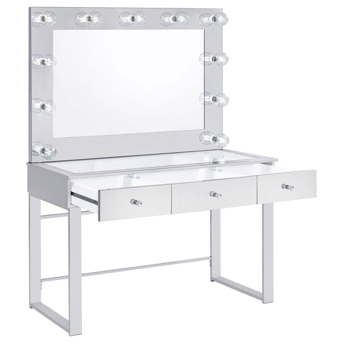 Umbridge 3-drawer Vanity Set with Lighting Chrome and White