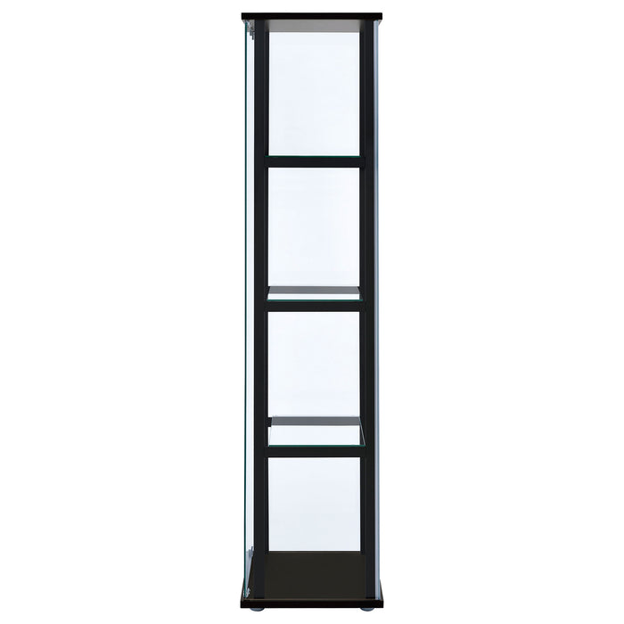 Cyclamen 4-shelf Clear Glass Curio Display Cabinet Black