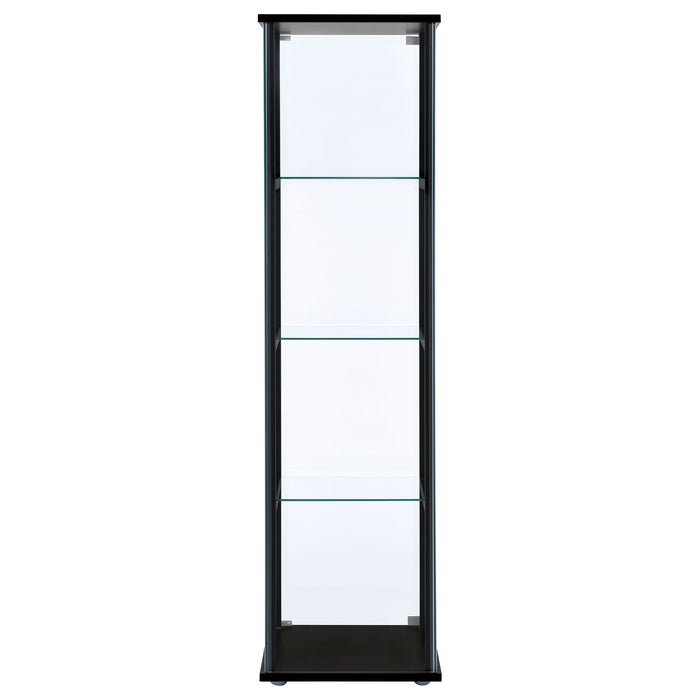 Cyclamen 4-shelf Clear Glass Curio Display Cabinet Black