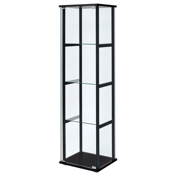 Cyclamen 4-shelf Clear Glass Curio Display Cabinet Black