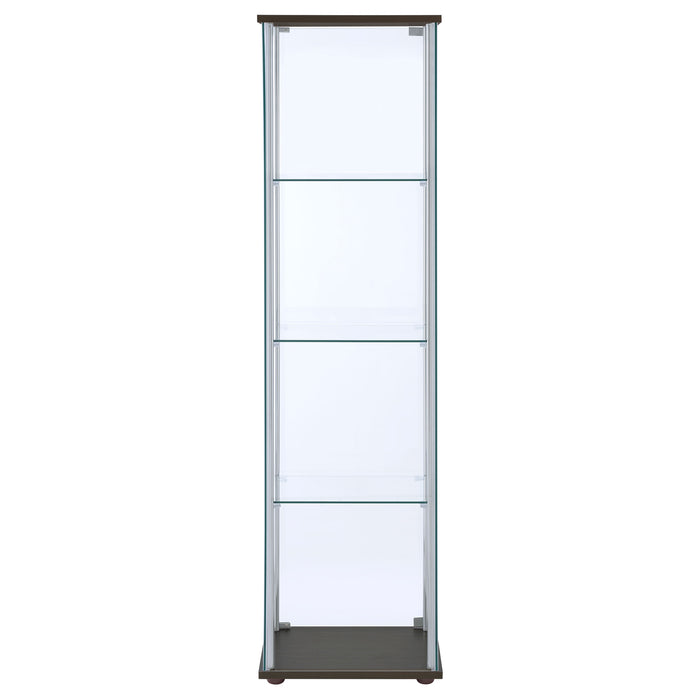 Bellatrix 4-shelf Clear Glass Curio Cabinet Cappuccino