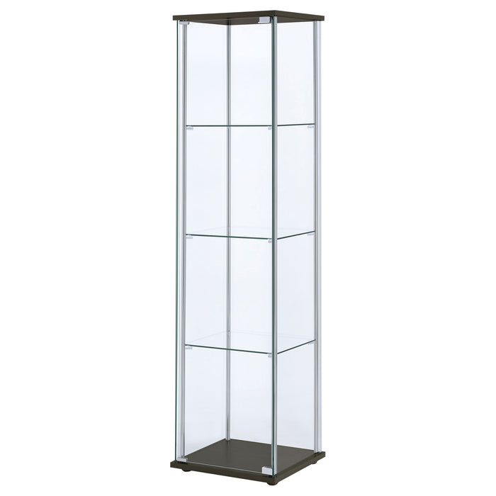 Bellatrix 4-shelf Clear Glass Curio Cabinet Cappuccino