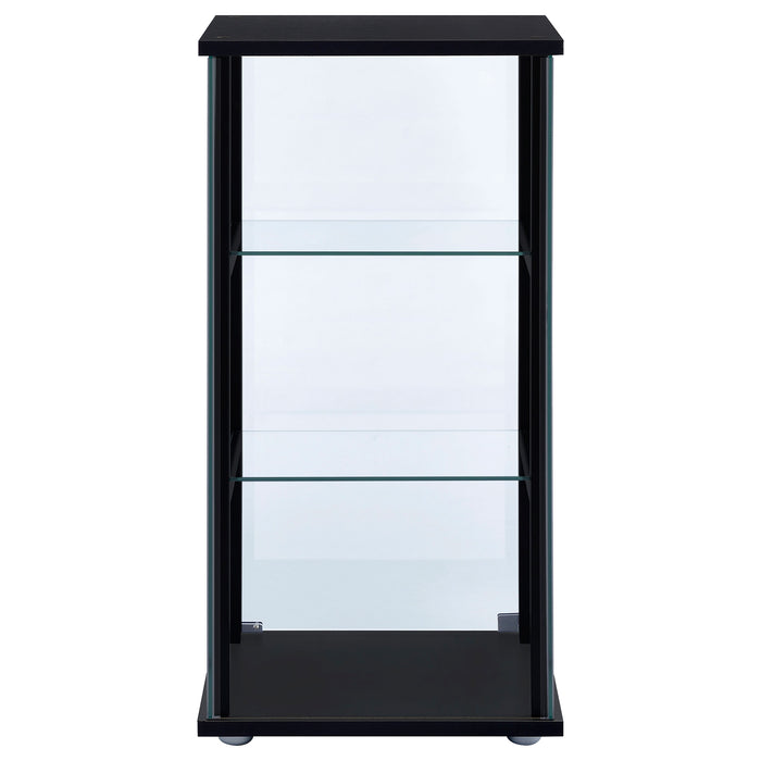 Cyclamen 3-shelf Clear Glass Curio Display Cabinet Black