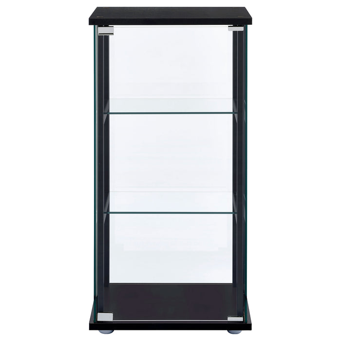 Cyclamen 3-shelf Clear Glass Curio Display Cabinet Black