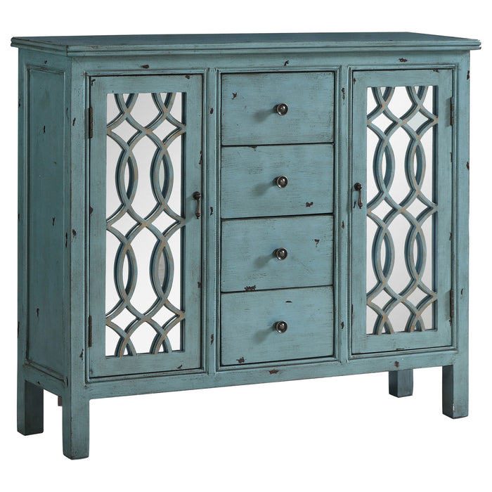 Rue 4-drawer Wood Trellis Accent Storage Cabinet Blue