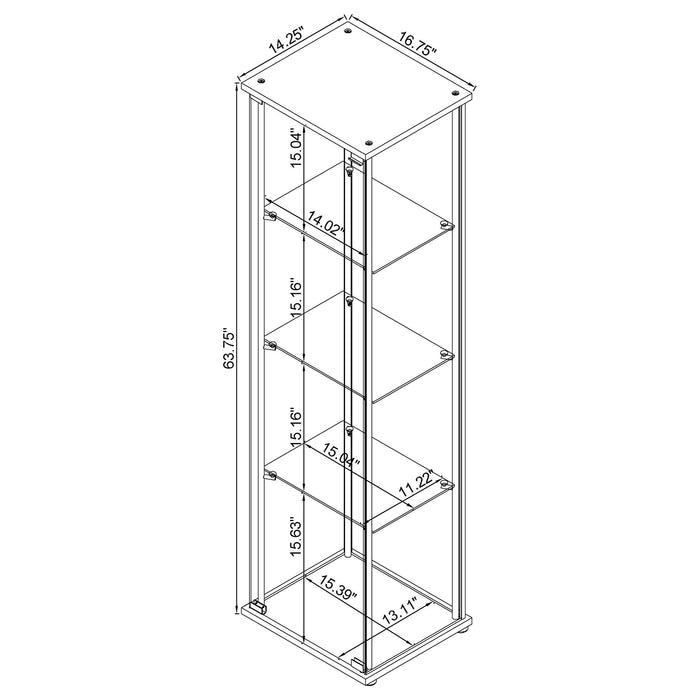 Bellatrix 4-shelf Clear Glass Curio Cabinet White