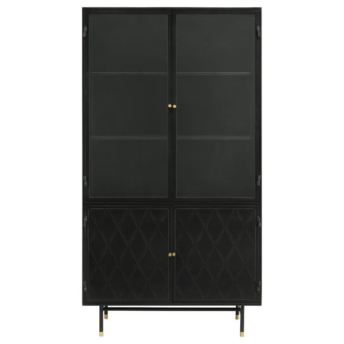 Santiago 4-door Metal Tall Storage Cabinet Matte Black