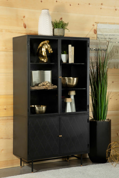 Santiago 4-door Metal Tall Storage Cabinet Matte Black