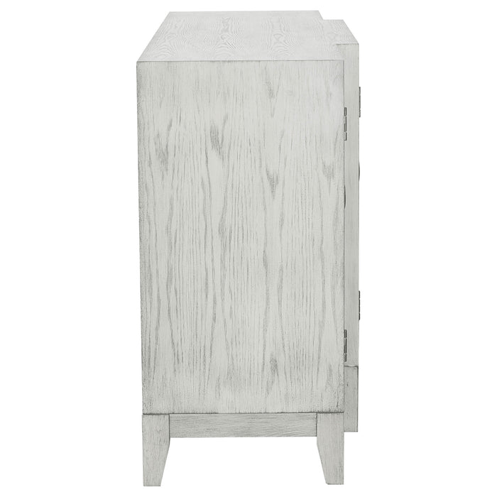 Mckellen 4-door Wood Trellis Accent Cabinet Distressed White