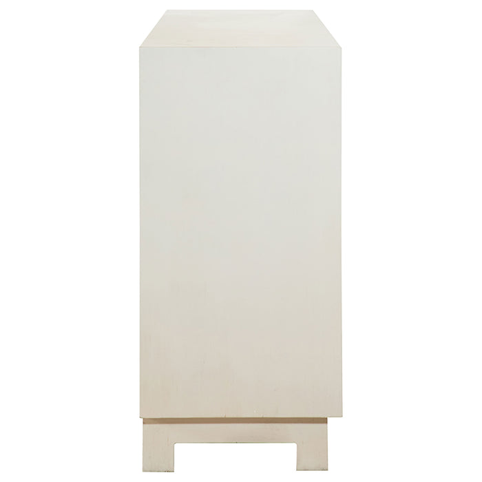 Voula 4-door Wood Accent Storage Cabinet White and Gold