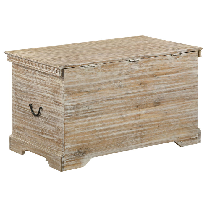 Nilay Wood Storage Trunk White Washed and Black