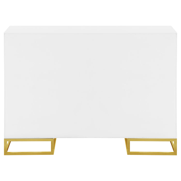 Elsa 2-door Wood Storage Accent Cabinet White and Gold