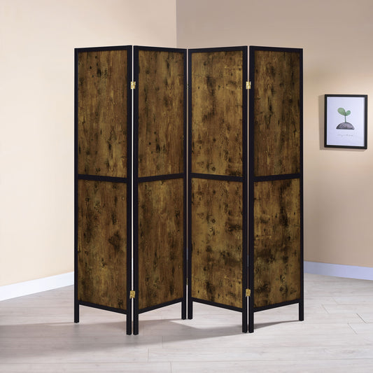 Deepika 4-Panel Room Divider Folding Screen Rustic Nutmeg