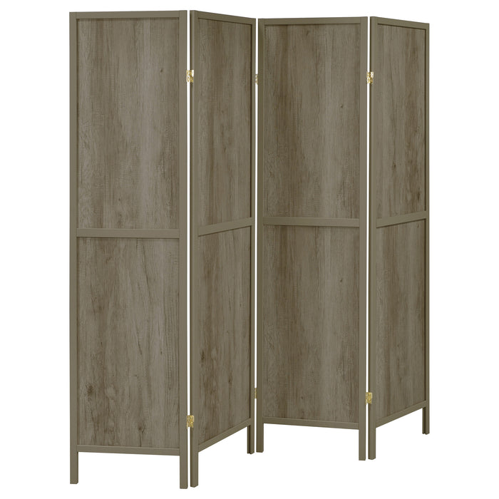 Deepika 4-Panel Room Divider Folding Screen Grey Driftwood