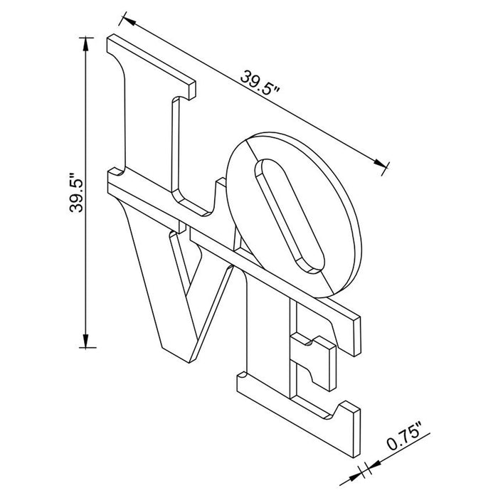 Keiran 40 x 40 Inch LOVE Lettered Wall Mirror Silver