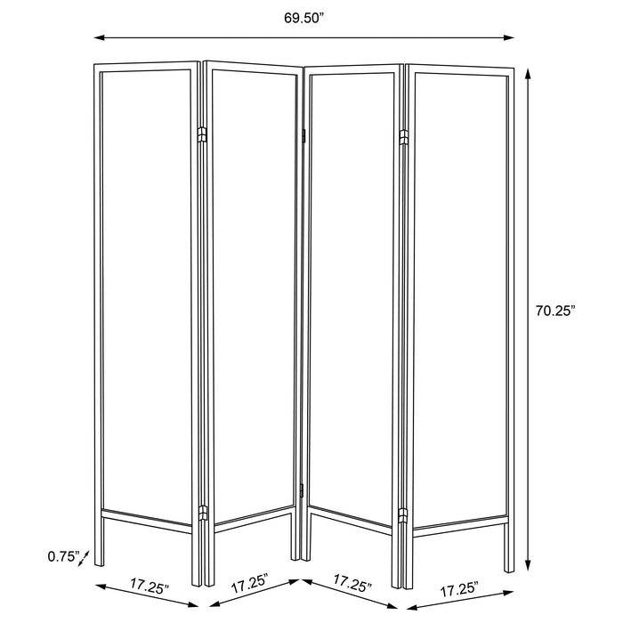 Haidera 4-Panel Room Divider Folding Screen Black Damask