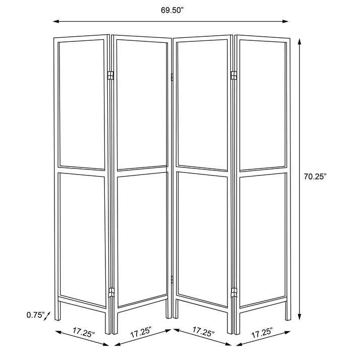 Deepika 4-Panel Room Divider Folding Screen Rustic Tobacco