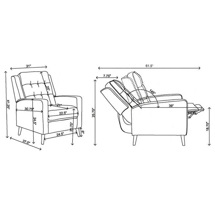 Davidson Upholstered Tufted Push Back Recliner Brown