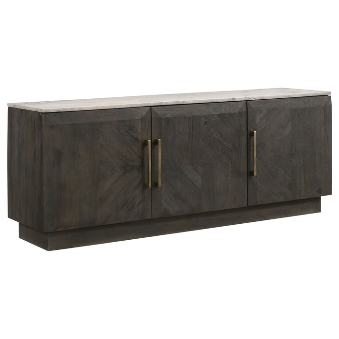 Dennis 3-door Marble Top Sideboard Buffet Tobacco Grey