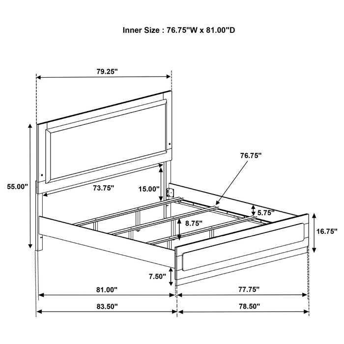 Caraway Wood Eastern King LED Panel Bed Black