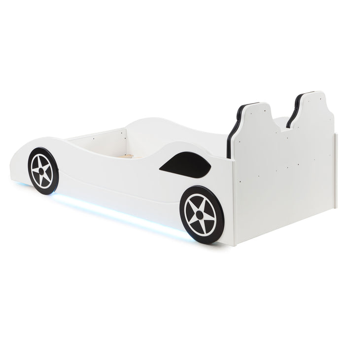 Cruiser Wood Twin LED Race Car Bed White