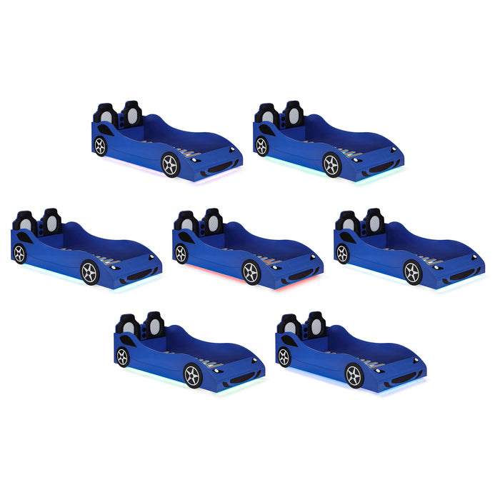 Cruiser Wood Twin LED Race Car Bed Blue