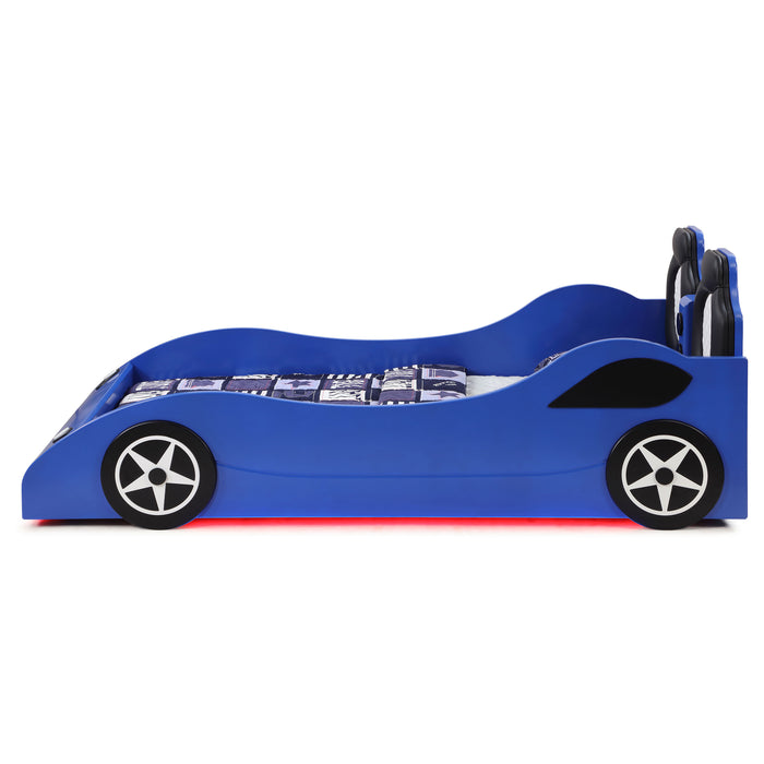 Cruiser Wood Twin LED Race Car Bed Blue