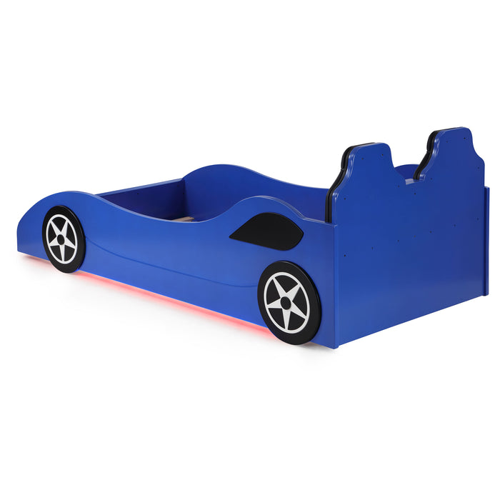 Cruiser Wood Twin LED Race Car Bed Blue