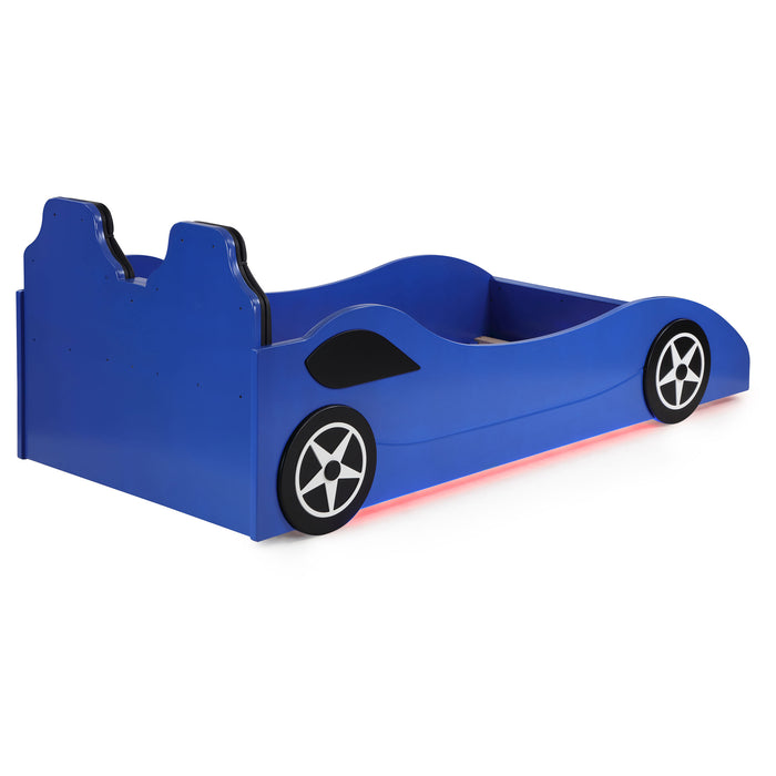 Cruiser Wood Twin LED Race Car Bed Blue