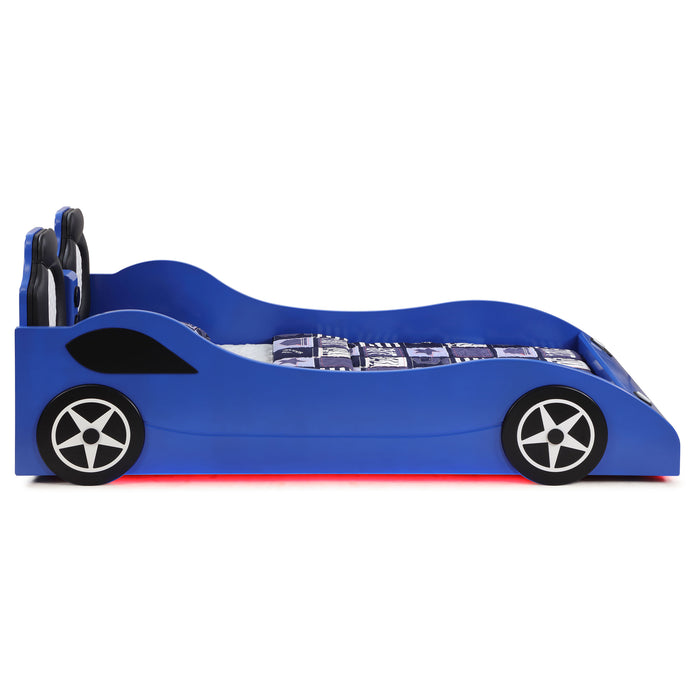 Cruiser Wood Twin LED Race Car Bed Blue