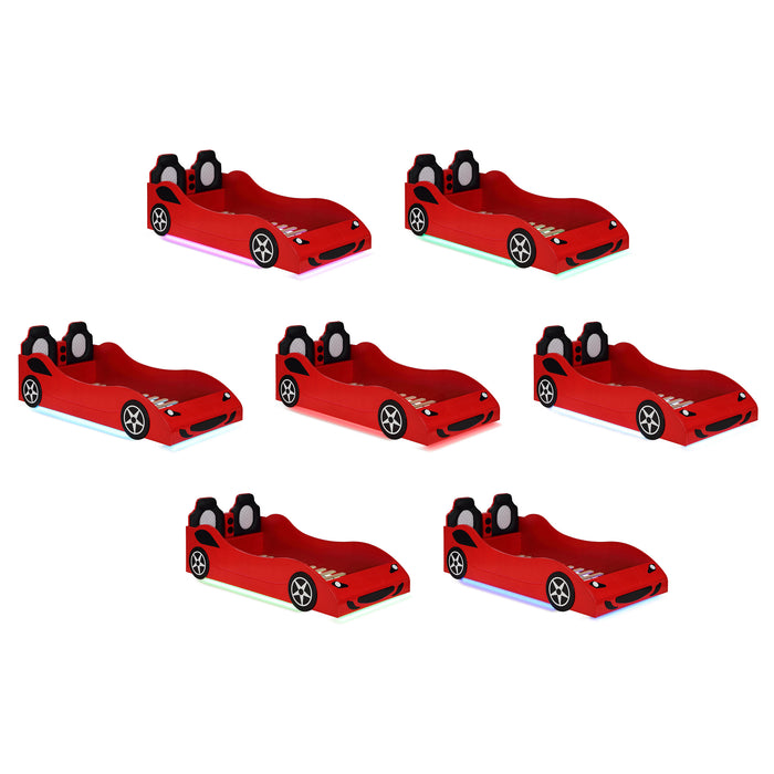 Cruiser Wood Twin LED Race Car Bed Red