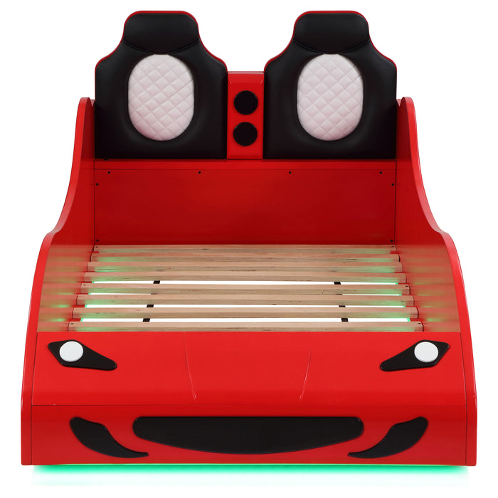 Cruiser Wood Twin LED Race Car Bed Red