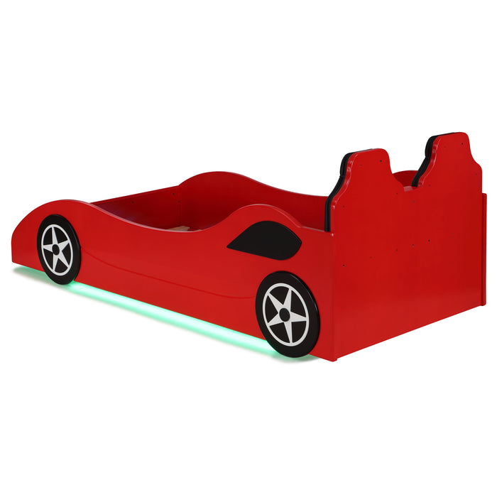 Cruiser Wood Twin LED Race Car Bed Red