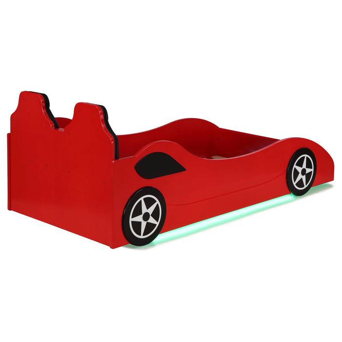 Cruiser Wood Twin LED Race Car Bed Red