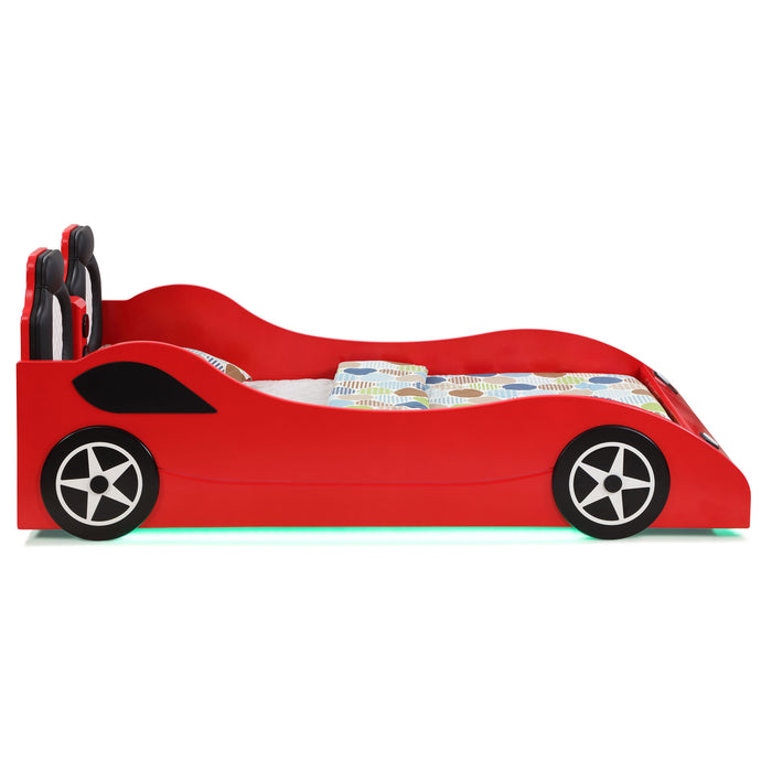 Cruiser Wood Twin LED Race Car Bed Red