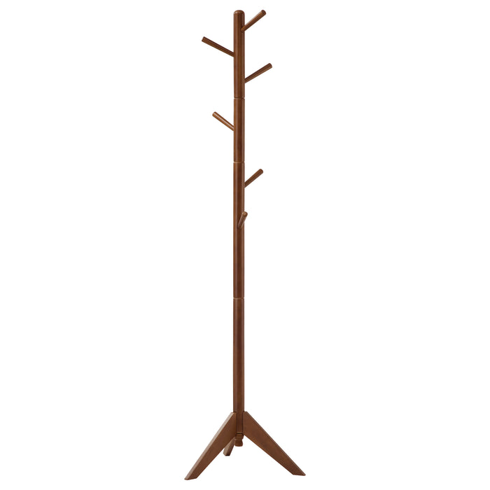 Devlin 6 Hook Freestanding Wood Coat Rack Hat Hanger Walnut