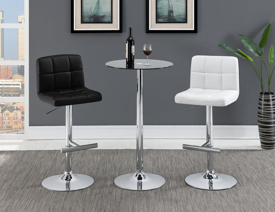 Lenny Upholstered Adjustable Bar Stool Black (Set of 2)