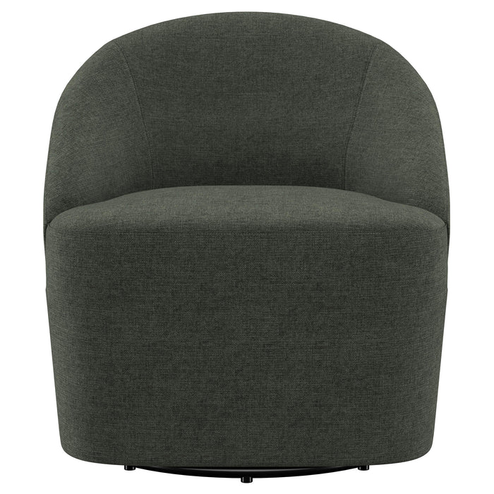 Leon Upholstered Barrel Accent Swivel Chair Hunter Green