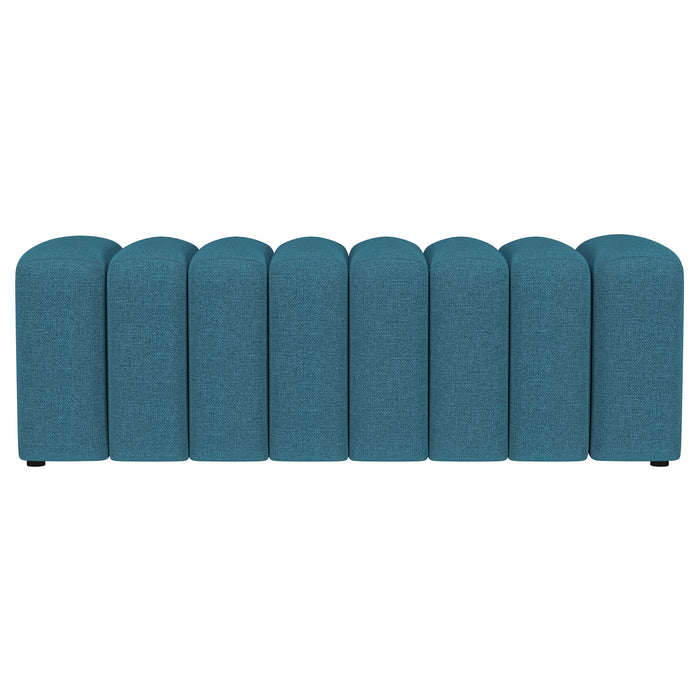 Summer Fabric Upholstered Tufted Accent Bench Peacock Blue