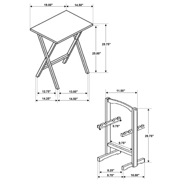 Donna 4-piece TV Tray Table Set with Stand Black