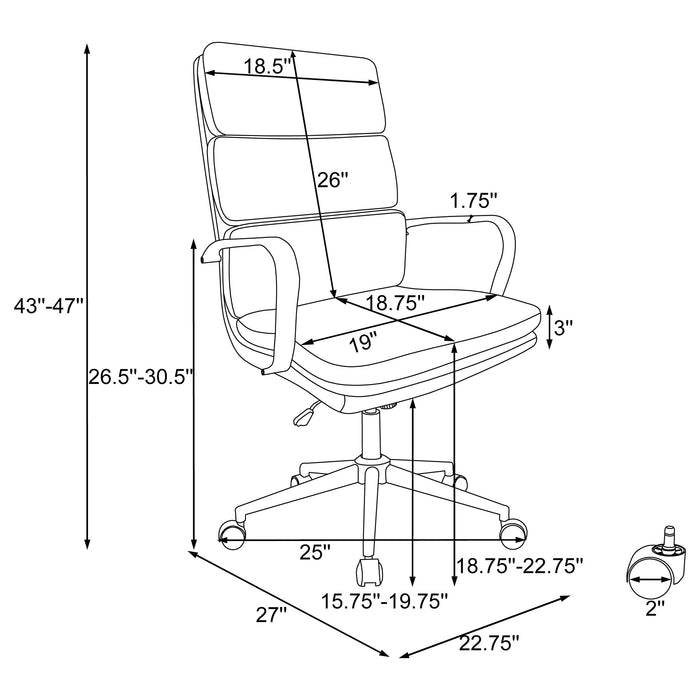 Ximena Upholstered Adjustable High Back Office Chair White