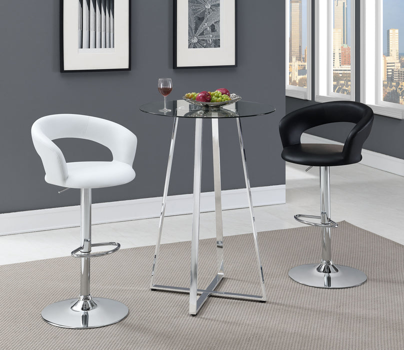 Zanella Round 30-inch Glass Top Bistro Bar Table Chrome