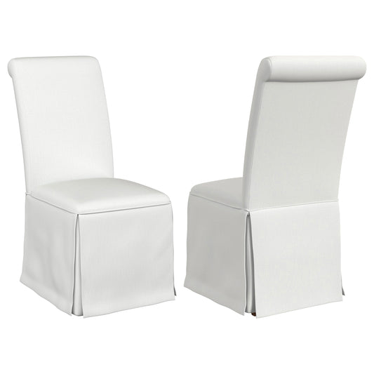 Shawna Upholstered Skirted Side Chair White (Set of 2)