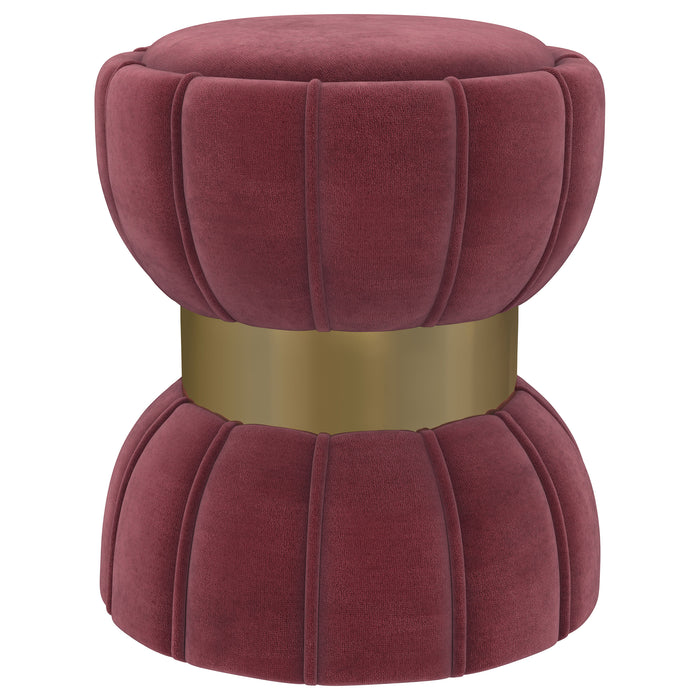 Sora Round Upholstered Ottoman Berry