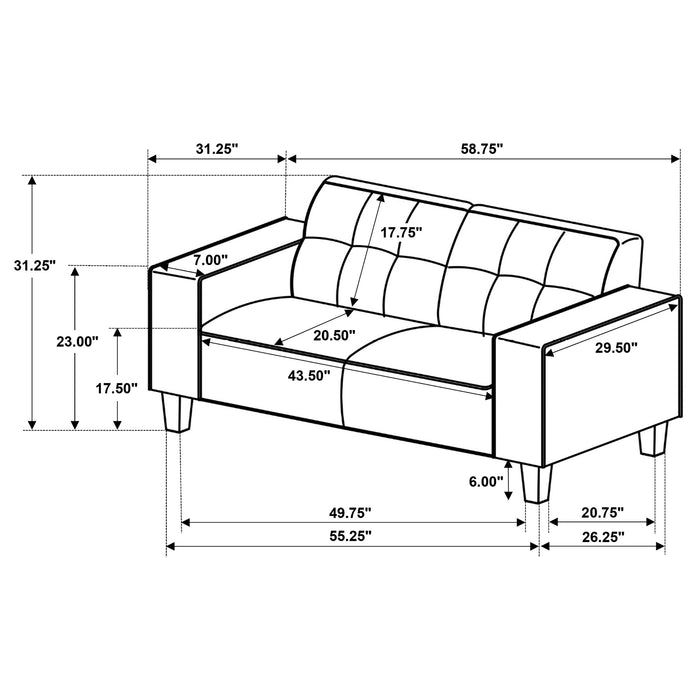 Deerhurst 2-piece Upholstered Track Arm Sofa Set Greige